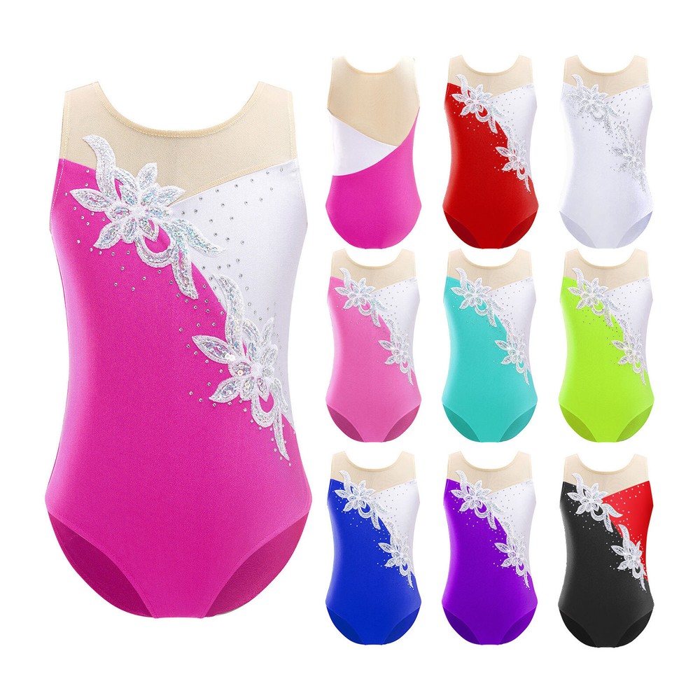 Sparkly Girls Ballet Gymnastics Leotard Dancewear Biketard Jumpsuit for Kids