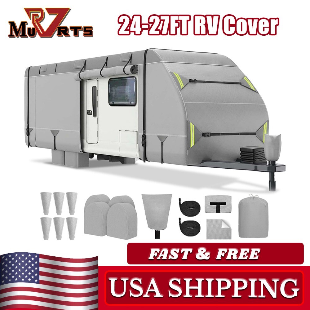 RV Cover 24-27FT Trailer Camper Waterproof Full Protection Anti-UV 5-Ply Winter