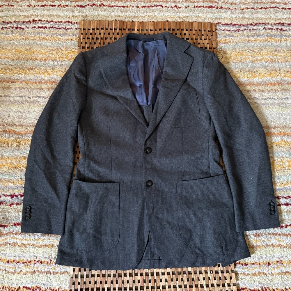 Suitsupply Havana Pleated Wool Blazer Jacket Grey Men's Size 38 Slim