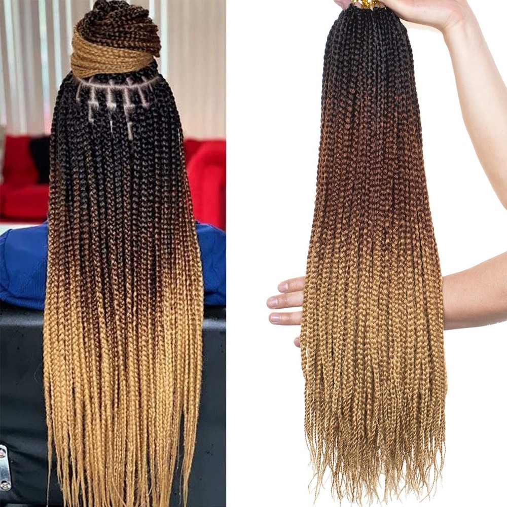 Xtrend 8-Pack 18-Inch Medium Long Box Braids Crochet Hair 144 Strands Pre-Looped