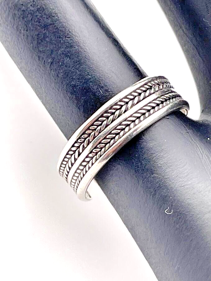 925 STERLING SILVER DOUBLE BRAID BAND RING SIZE 6 ADJUSTS PINKY TOE THUMB 2855