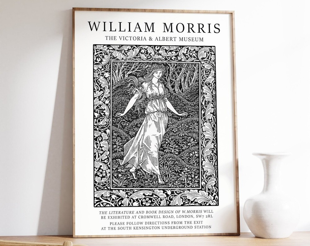 William Morris Floral Bird Art Print William Morris Exhibition Poster Vintage