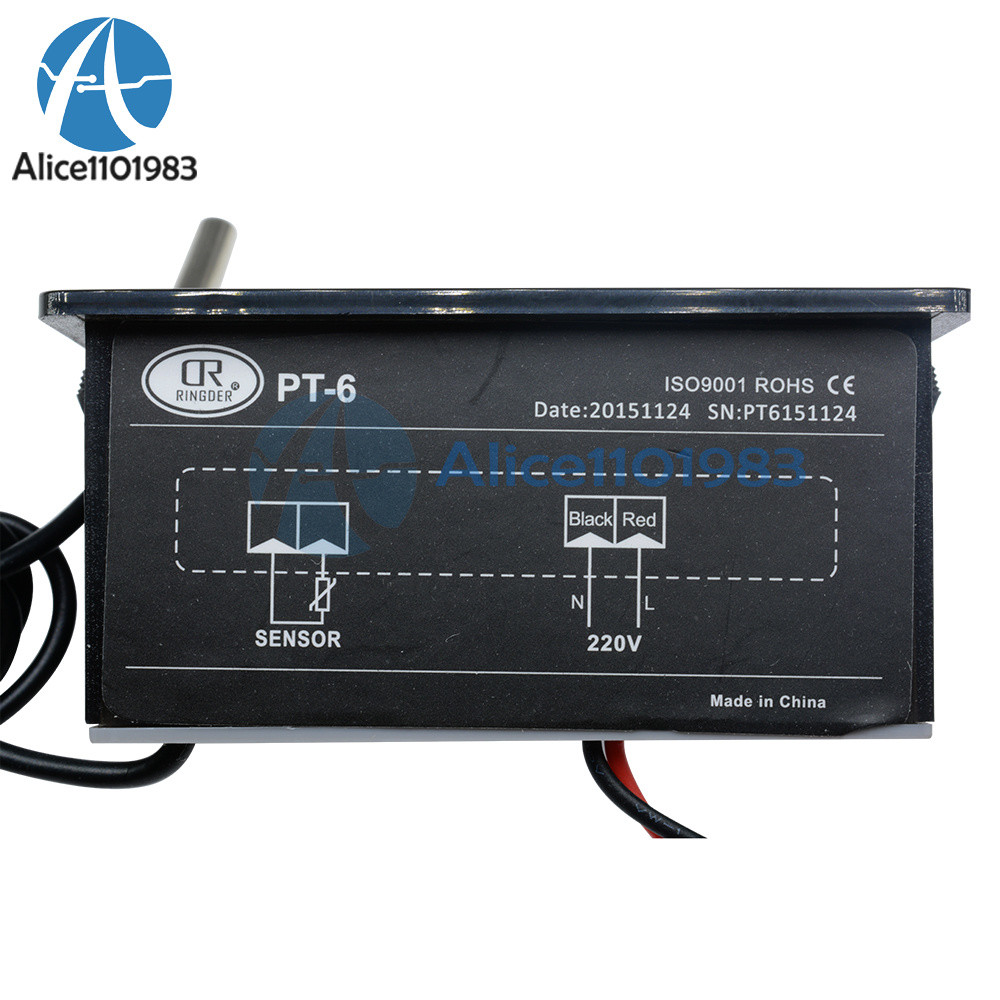 220V Digital Thermometer PT-6 with Sensor for Aquarium -50℃ to +110℃