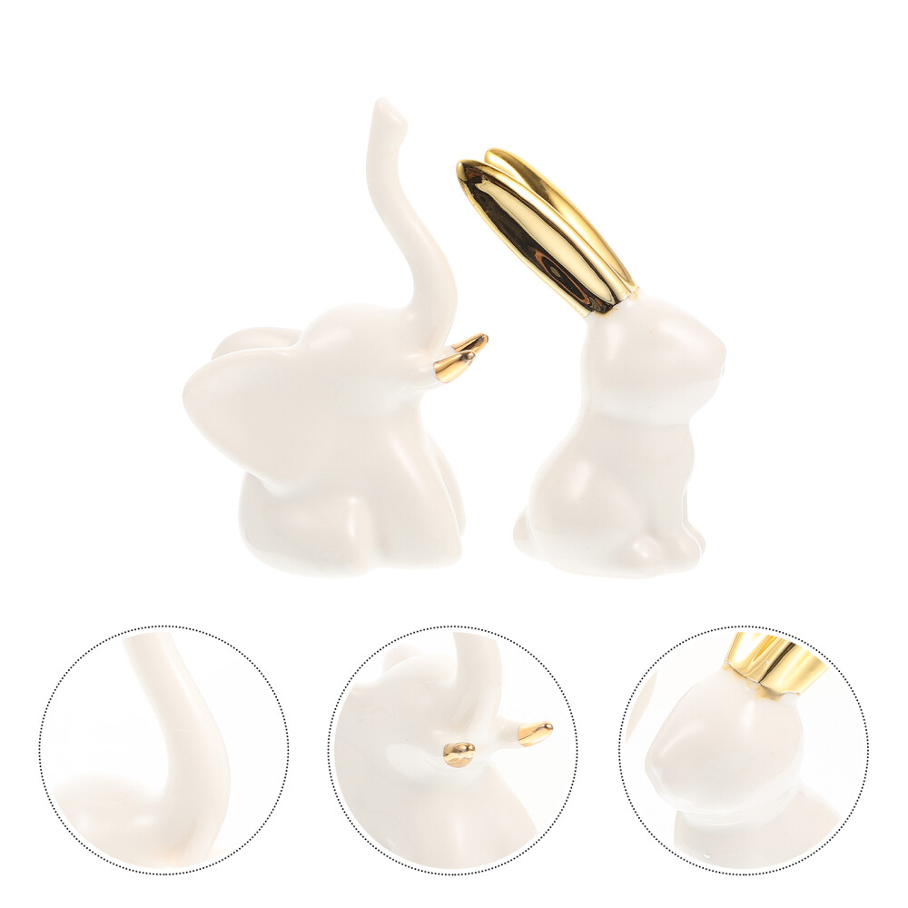 2 Elegant Ceramic Animal Ornament Figurines Perfect for Jewelry Trays or Decorative Displays