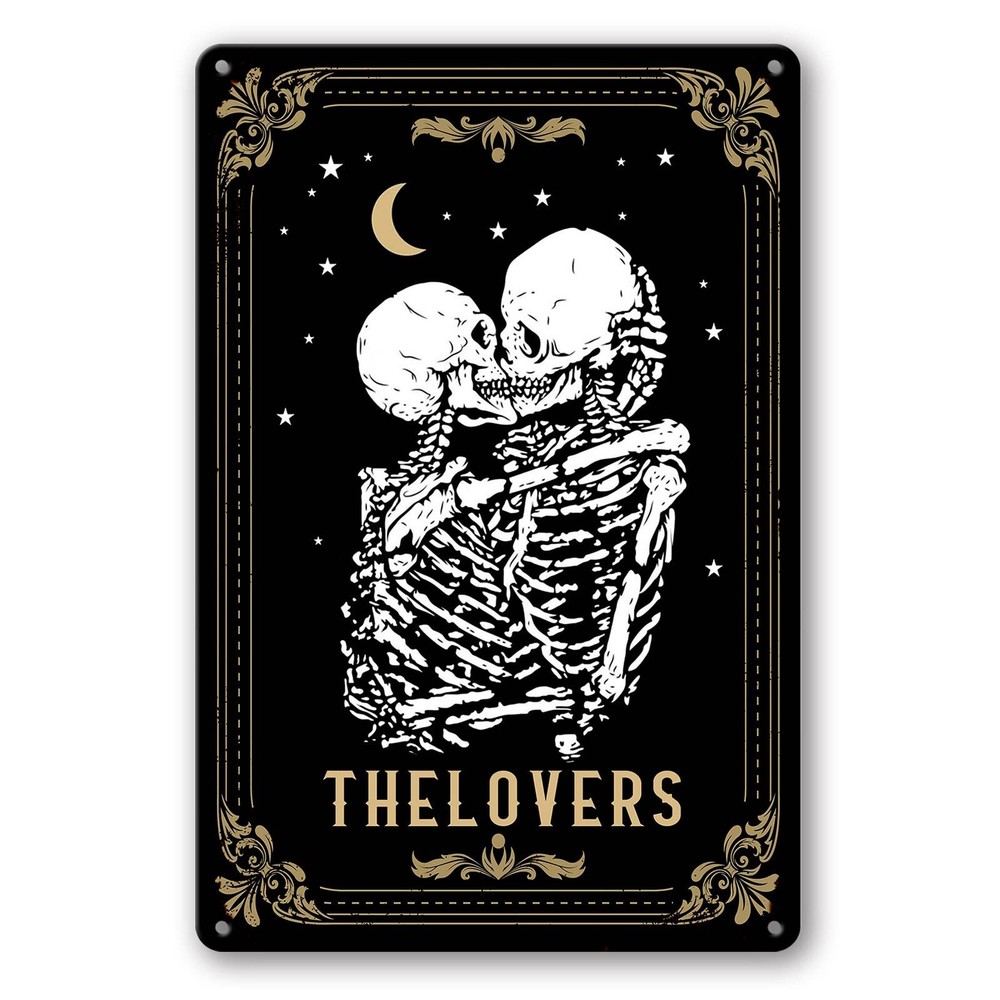 Gothic Tarot Card Tin Sign for Bedroom and Goth Valentine Decor