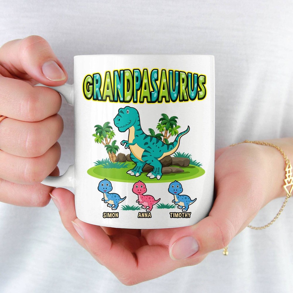 Grandpasaurus Mug Gifts For Grandpa T Rex Mug Personalized Dinosaur Mug For