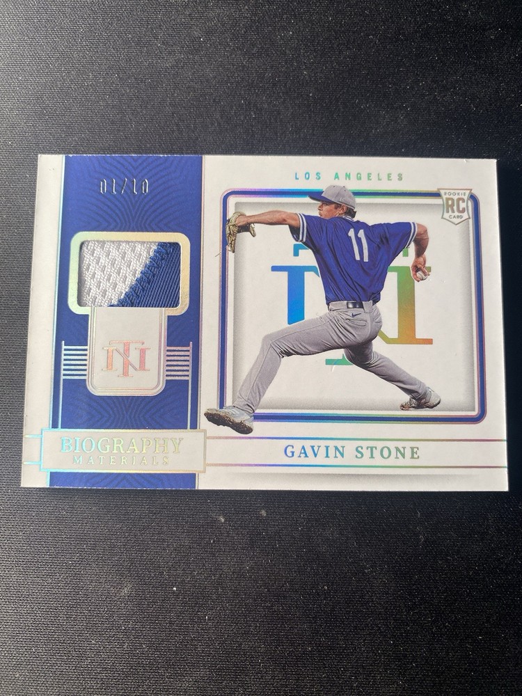 2023 National Treasures Gavin Stone Holo Platinum Rookie Biography Patch /10