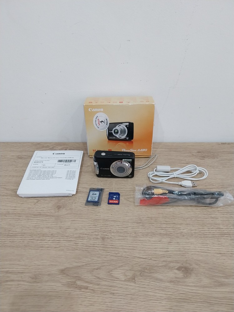 Canon PowerShot A480 10MP Digital Camera Black Tested with 32GB SD Card & Original Box