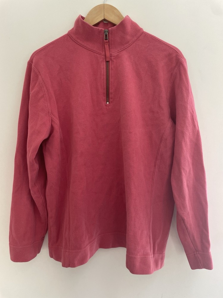 Eddie Bauer Womens Solid Pink 100% Cotton Knit Mock Neck Long Sleeve Pullover XL