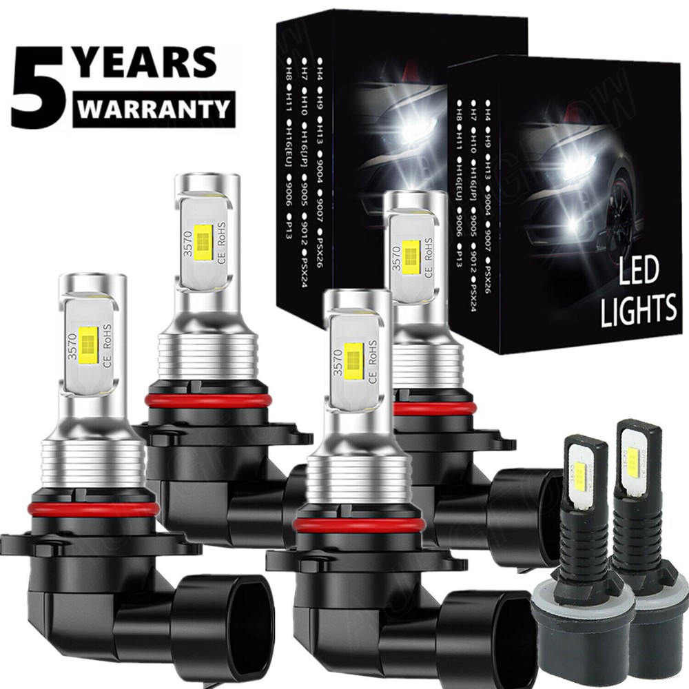 8000K LED Headlight Hi/Lo + 880 Fog Lights Combo For Chevy Tahoe 2001-2006 6PC