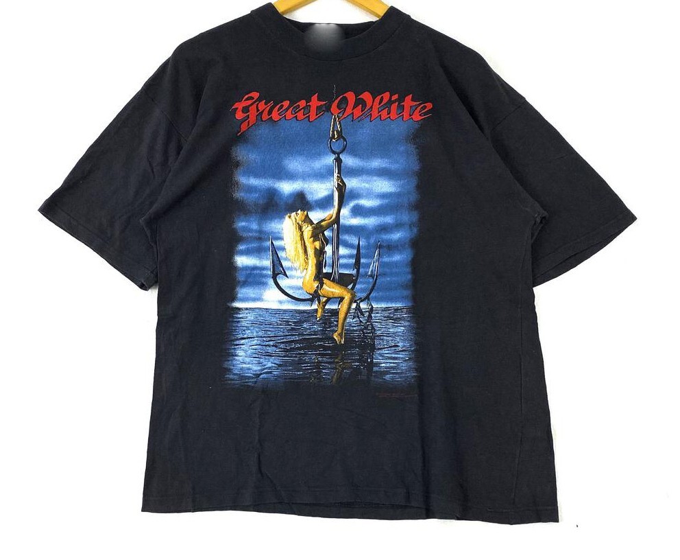 GREAT WHITE Hooked 1991Cotton Black Men All Size T-Shirt