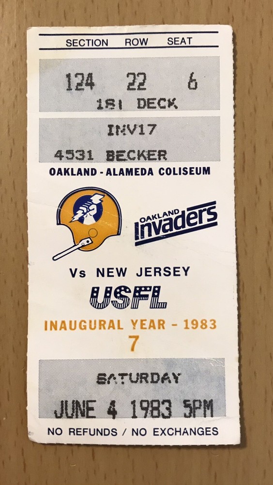 1983 USFL OAKLAND INVADERS VS NEW JERSEY GENERALS TICKET STUB HERSCHEL WALKER TD