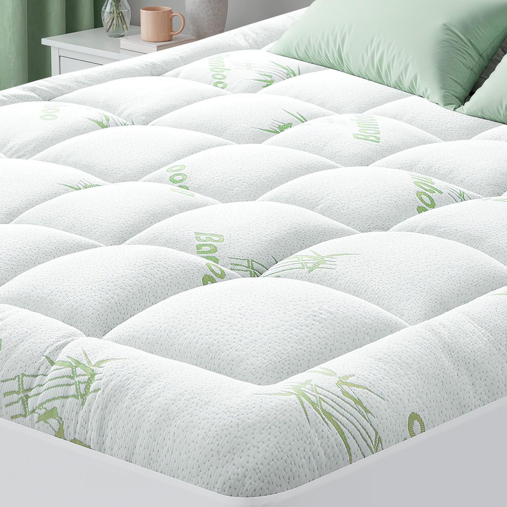 King Size Cooling Bamboo-Viscose Pillow Top Mattress Topper with Plush Comfort