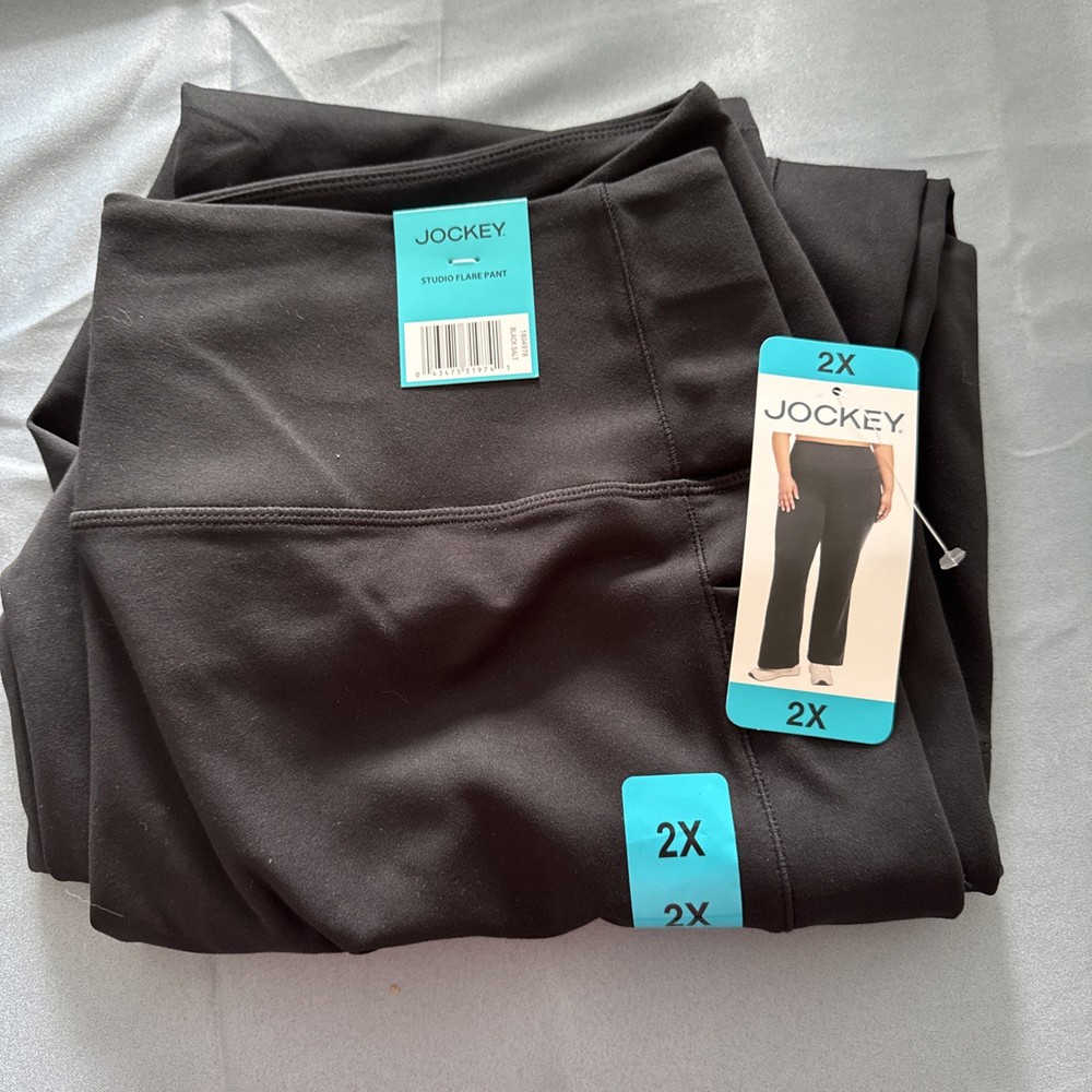 Jockey Ladies Studio Flare Pant in Black Salt Size 2X E16