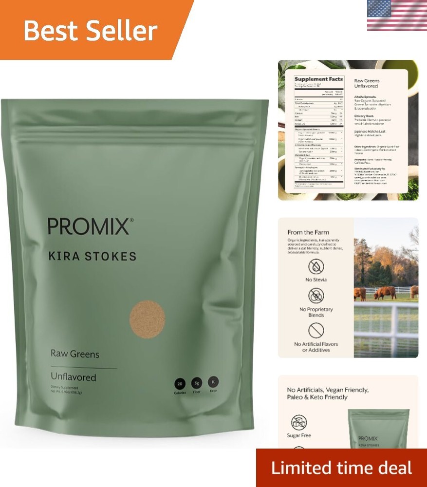 Raw Greens Superfood Blend - Sprouted Alfalfa, Wheatgrass, Ashwagandha, & Rho...