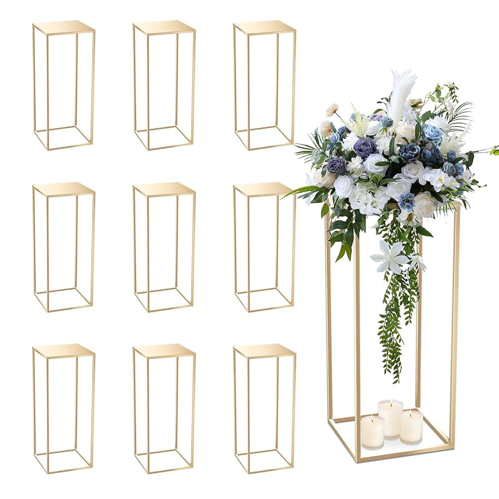 10Pcs Tall Gold Metal Flower Stand Vases Wedding Table Centerpieces Decor 23.6''