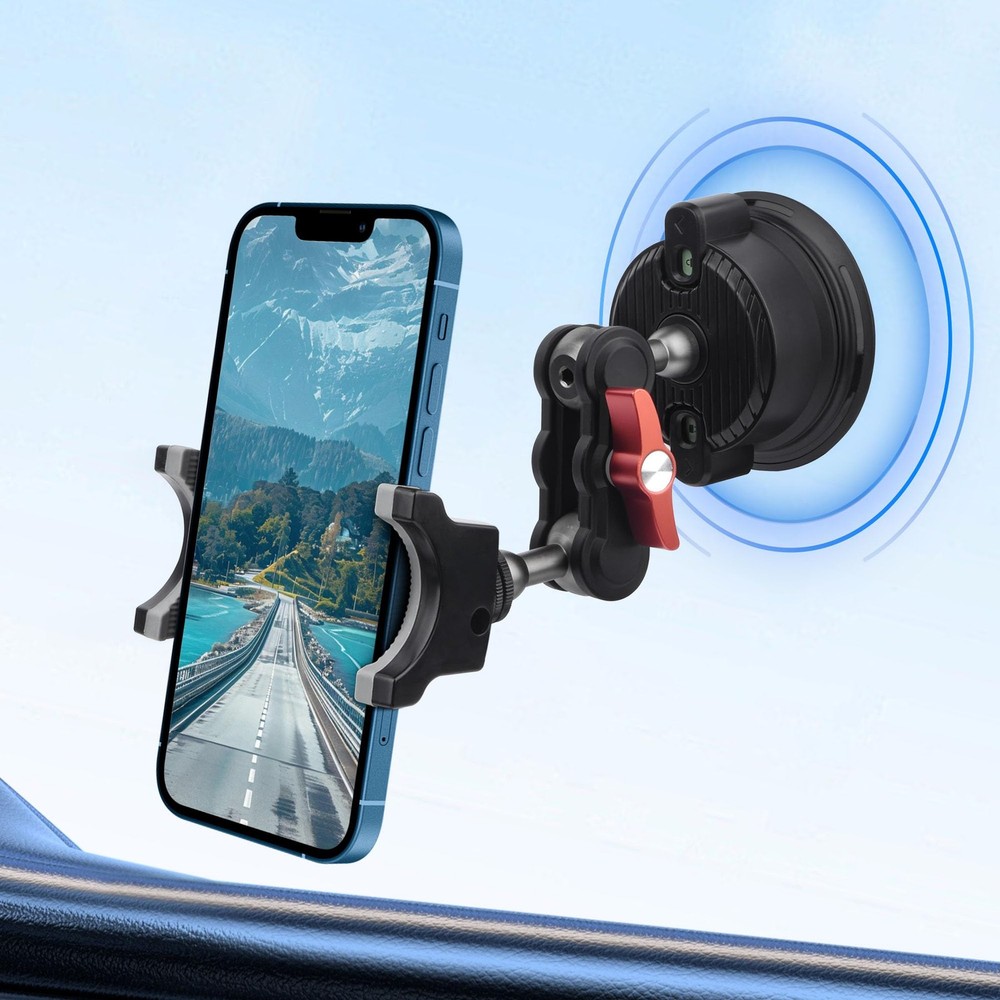 Suction Cup Car Mount, 360°Rotating Car Holder Video Recording, Universal Bal...