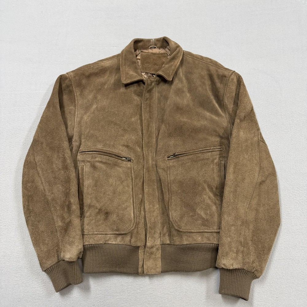 Vintage J.Riggins Jacket Mens Small Leather Brown Suede Bomber Full Zip pilot