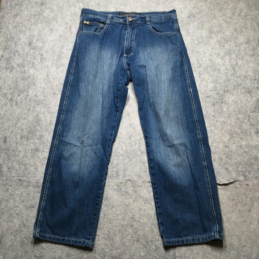 Southpole 4180 Jeans Mens 34 Blue Denim Straight Leg Relaxed Fit Baggy Skater
