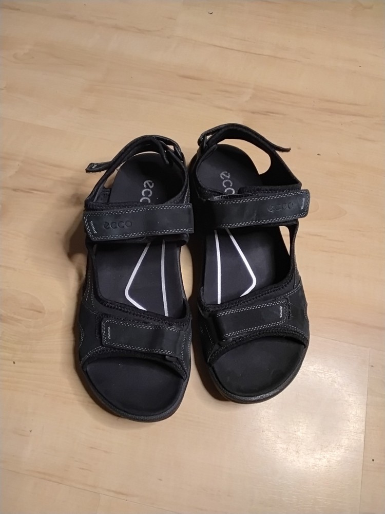 Ecco Sandals Mens Sport Onroads Leather Black Walking Sandals Sz 43- 9- 9.5
