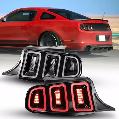 For 2010-2014 Ford Mustang Full LED w/ Sequential Tail Lights Black Brake Lamps