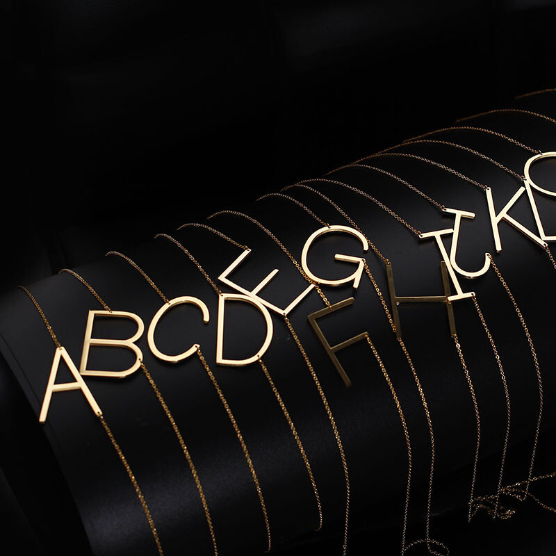 New collarbone letter necklace English titanium steel dress necklace