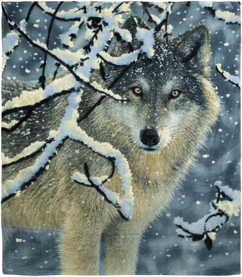 Silent Wolf Fleece Blanket for Bed, 75