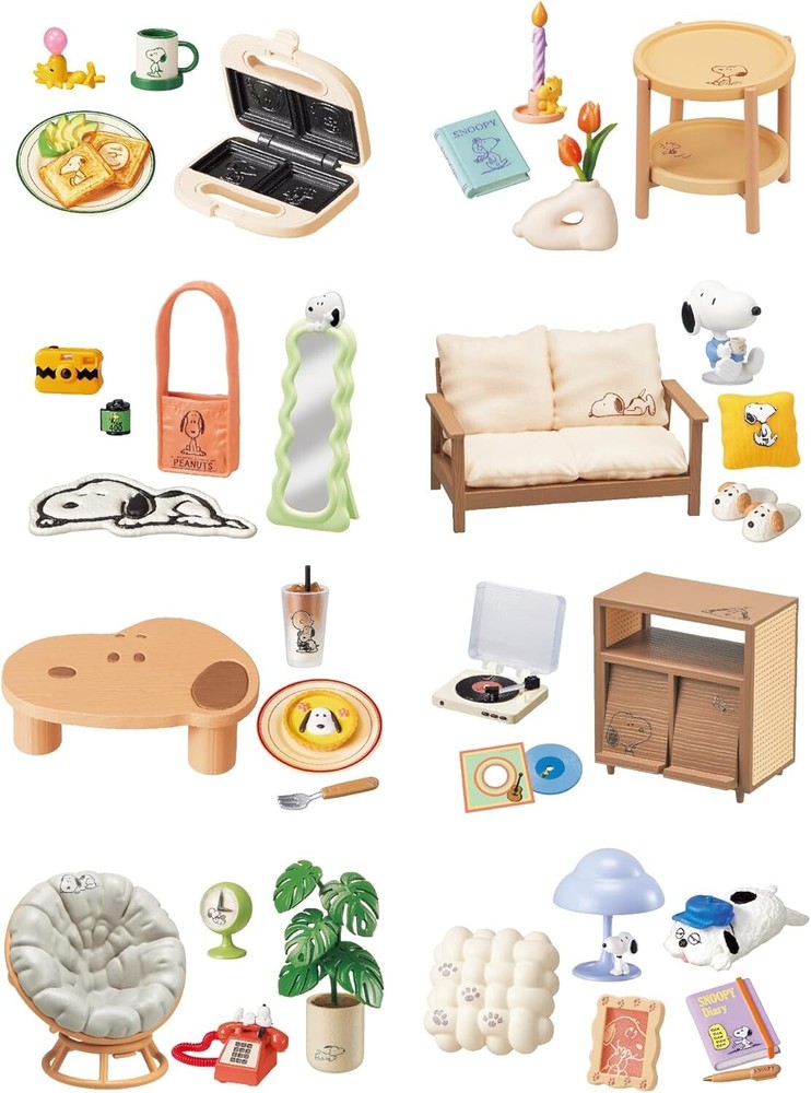 Re-ment Peanuts Snoopy Cozy Weekend Room 8-Piece Set Japan New