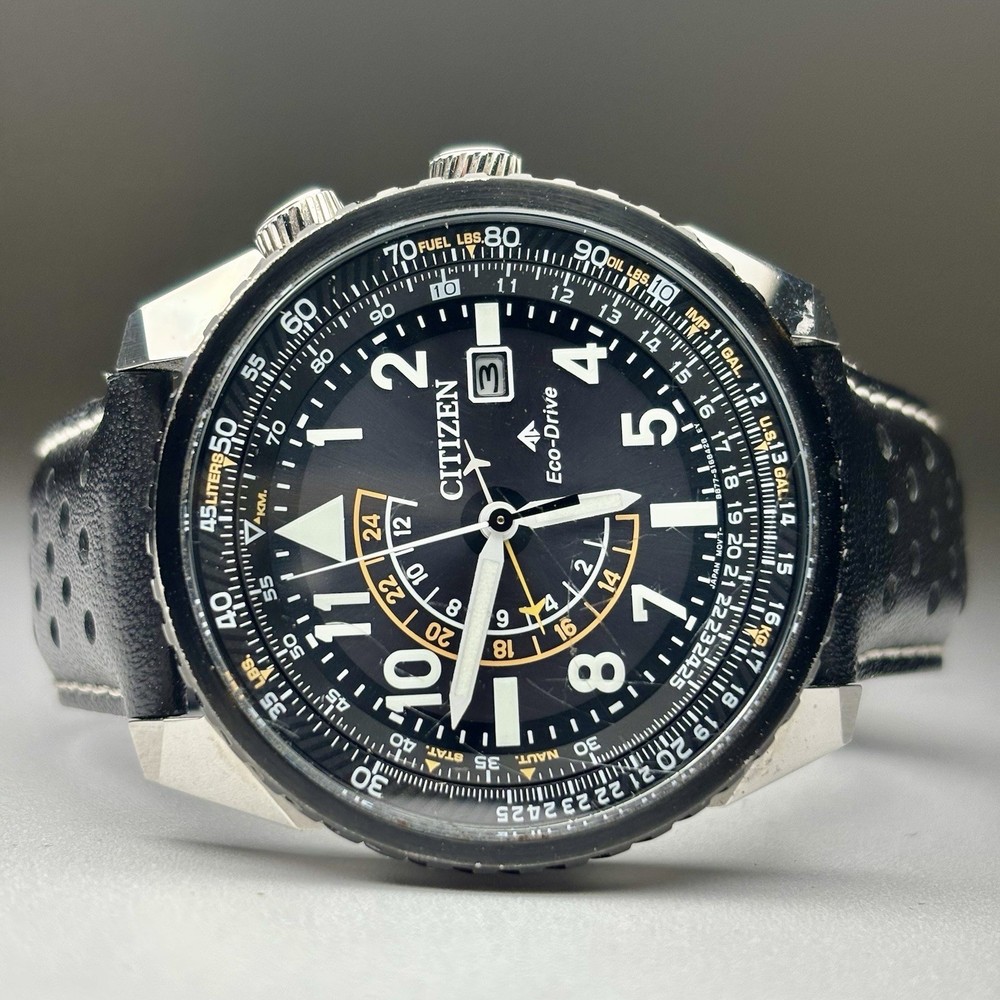Citizen Eco-Drive Promaster Nighthawk Quartz Leather Band Men's Watch BJ7137-07E