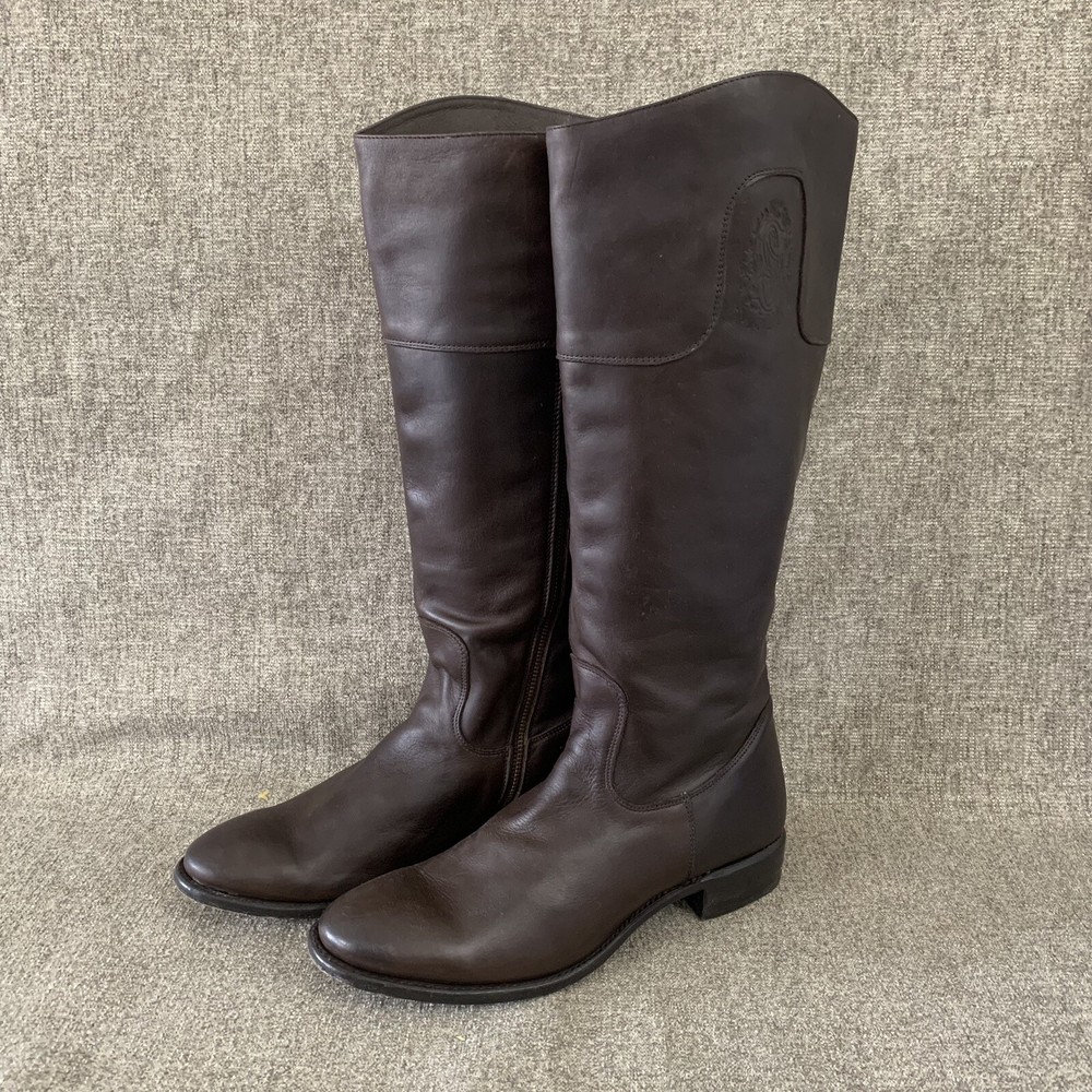 Sonora Tall Riding Boots Women's Dark Brown Leather Signature Knee High Sz 10 B