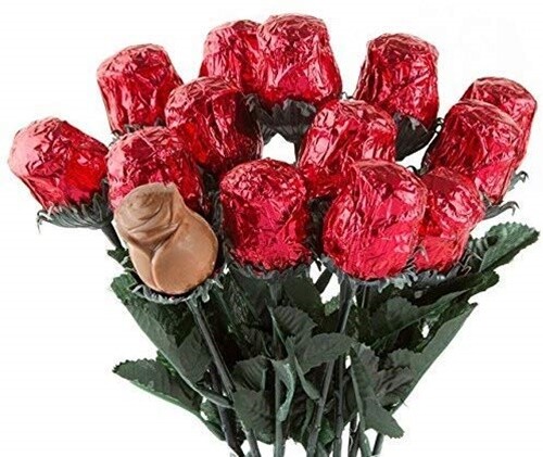 Valentines Day Gift Basket Girlfriend Milk Chocolate Roses Bouquet 2.11 Ounce-image