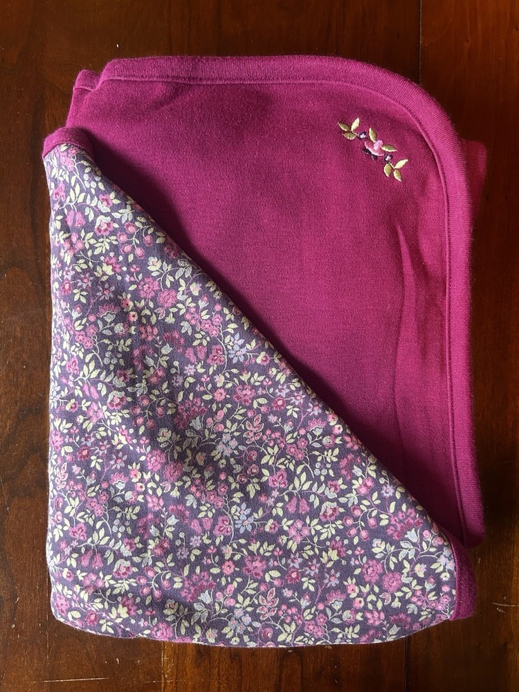 2000 Gymboree Azalea Pink Fuschia Floral Baby Blanket Y2K Vintage