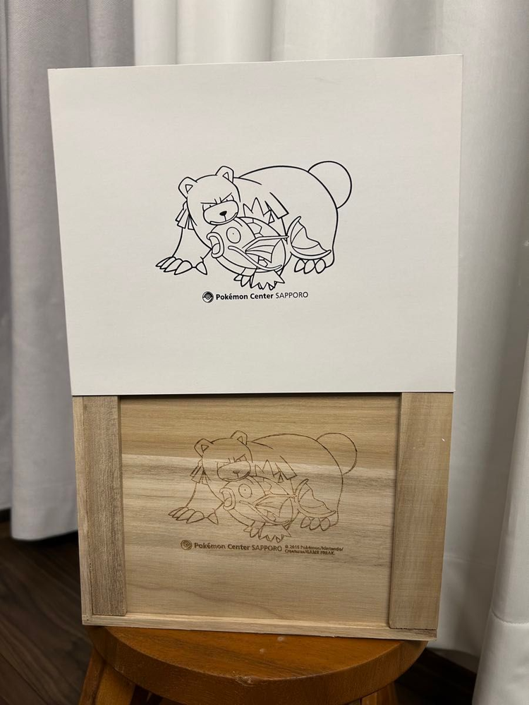 Pokemon Center Original Ursaring Magikarp Wood Carving Craft Figure W/Box