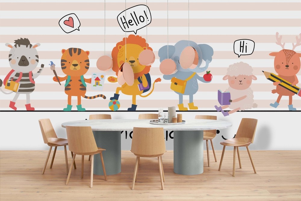 3D Cartoon Animal Illustration Wall Murals Wallpaper Murals Wall Sticker