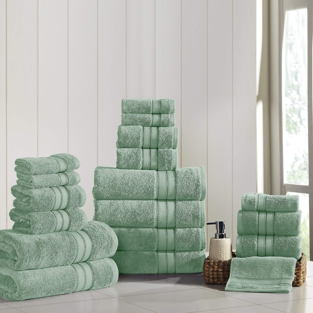 18-Piece Spun Loft Combed Cotton Towel Set - Bath & Hand Towels