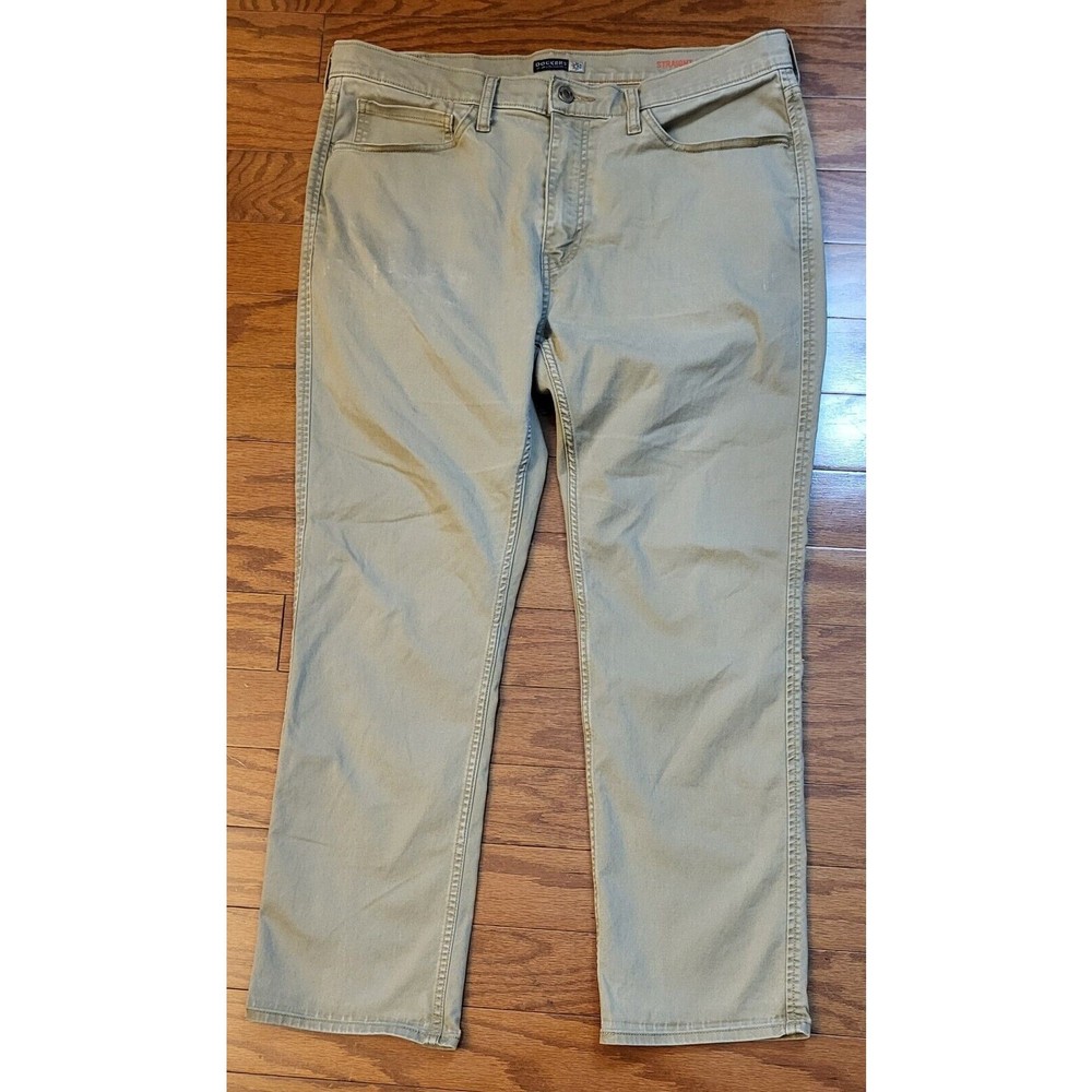 Dockers Men Straight Fit Khaki Pants 36x28 Cotton Twill