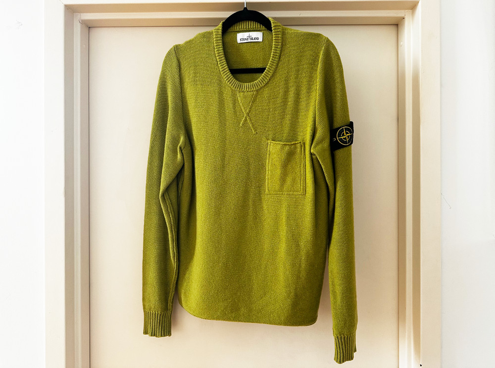 Stone Island Wool Cashmere Crew Neck Sweater - Green - Size L Made in Italy Knit
