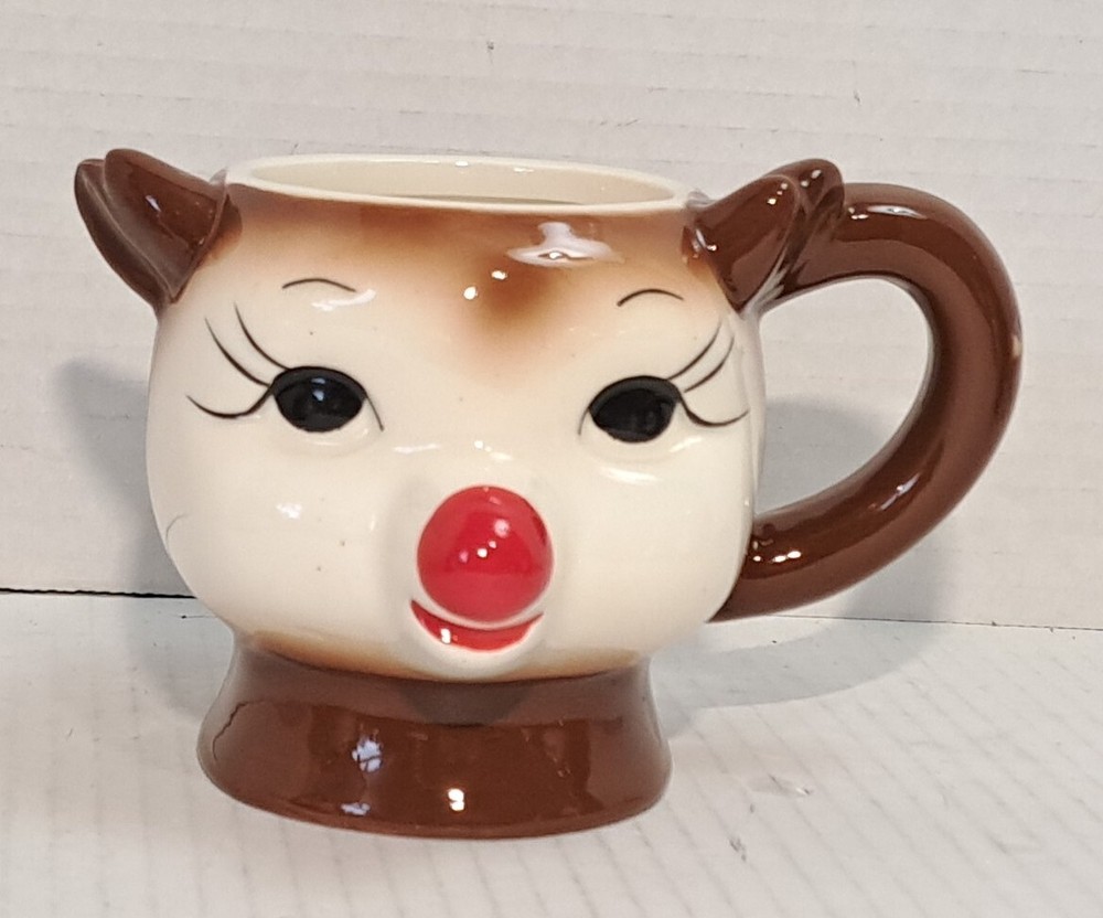 Rudolph Mug Christmas Reindeer Cup Retro Style Ashland Red Nosed Coffee
