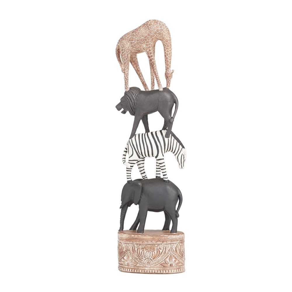 Deco 79 Polystone Safari Animals Decorative Sculpture Home Decor Statue, Acce...