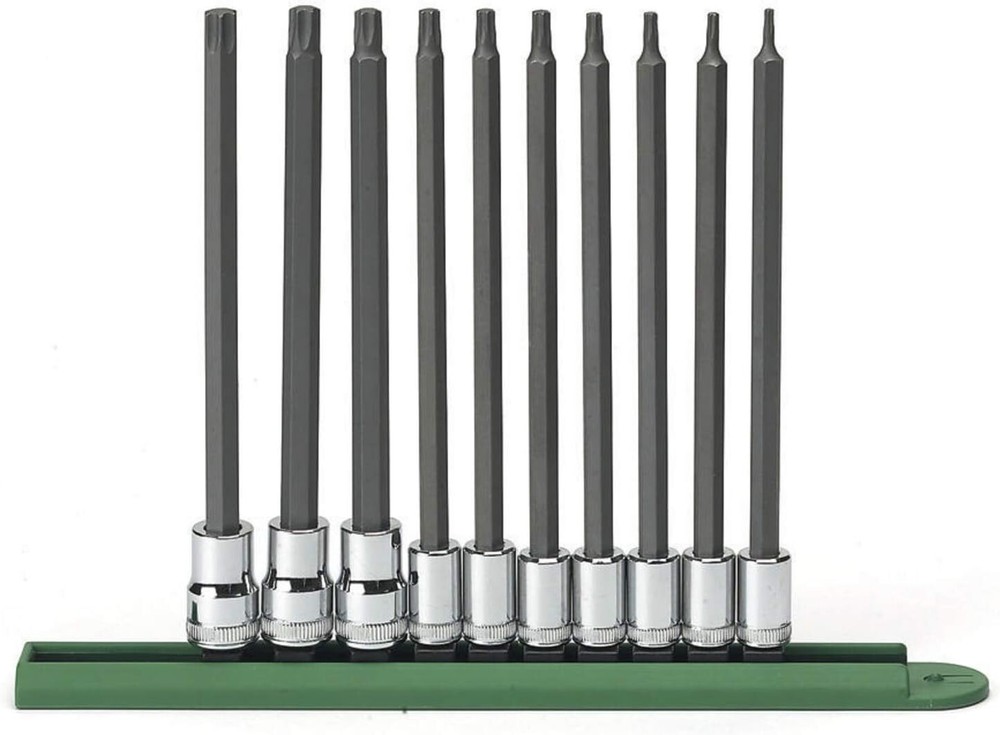 Durable 10-Piece Long Torx Socket Set - Perfect for Mechanics, 1/4