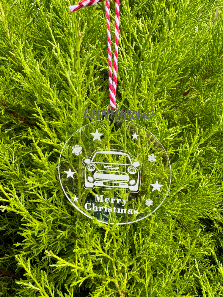 2x MINI Cooper Christmas Tree Decoration Handmade Acrylic Bauble Hanger Gift F56