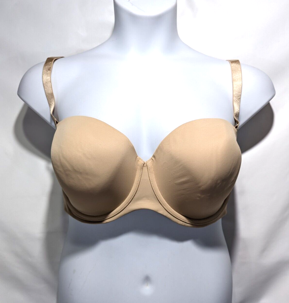 1808-NWT Cacique Bare Solutions Lightweight Multi-Way Strapless Bra Cafe 40DDD