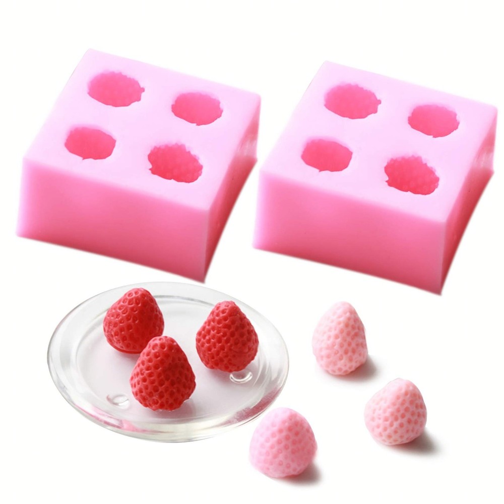 2-Pack 3D Strawberry Silicone Mold Food-Grade Baking Candy Chocolate DIY