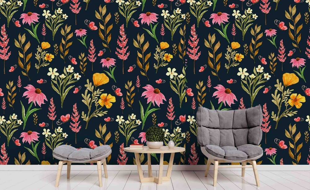 3D Flower Leaf Watercolor Pattern Wall Murals Wallpaper Murals Wall Sticker
