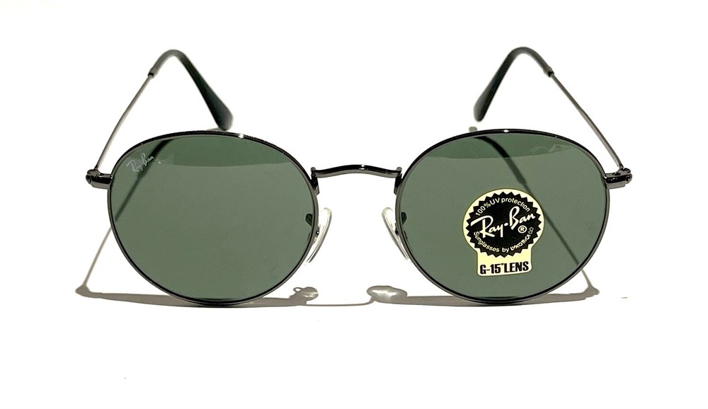 Ray-Ban Round Metal RB3447 029 Classic Green G-15 Lenses Gunmetal Frame 50mm