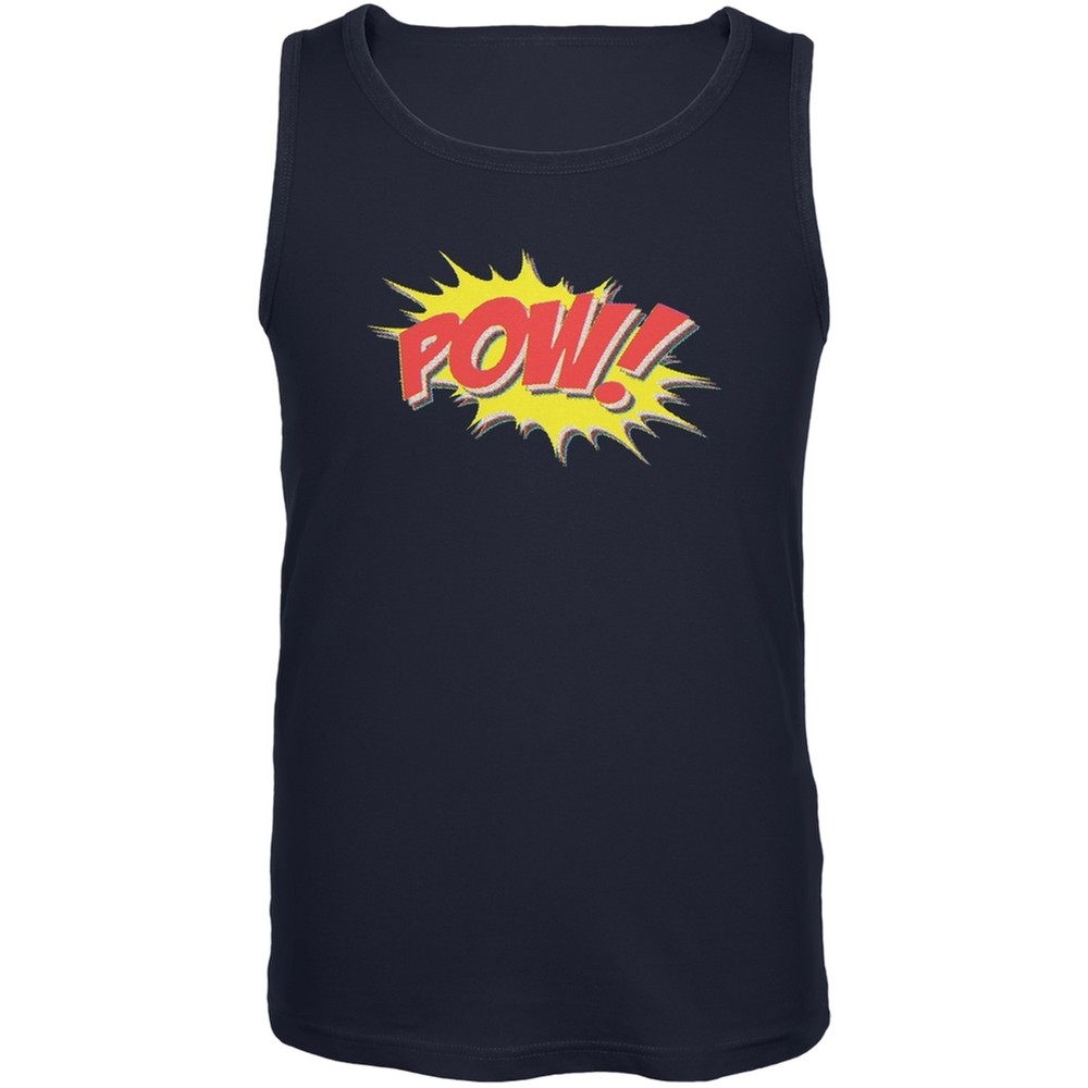 POW Comic Book Super Hero Navy Adult Tank Top