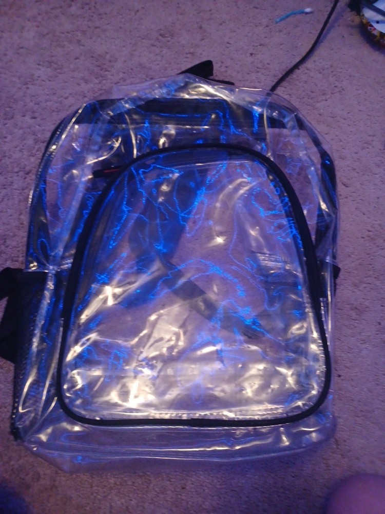 Clear Heavy Duty Backpack Large Black Bookbag
