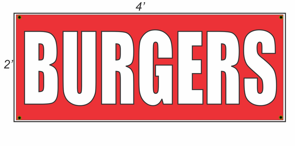 Double Burgers Red & White Banner Sign for Display