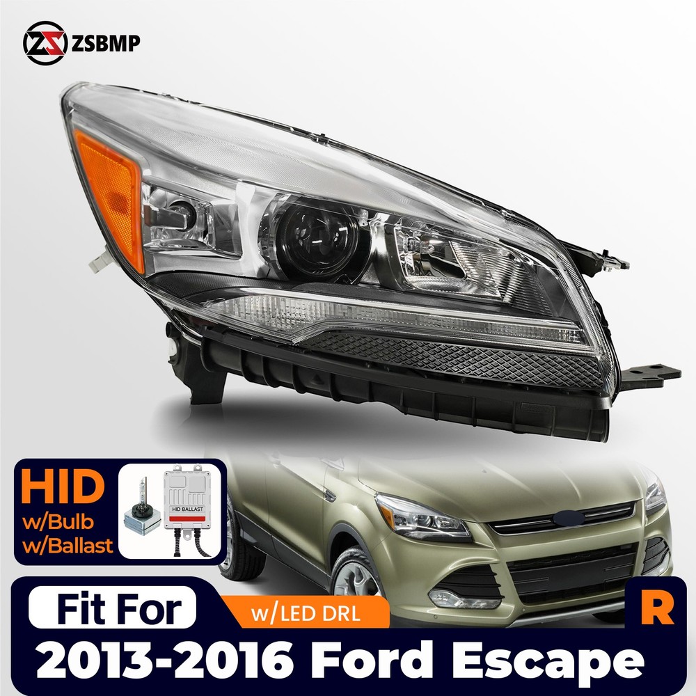HID/Xenon Headlight For 2013-2016 Ford Escape w/Bulb w/Ballast Passenger Side