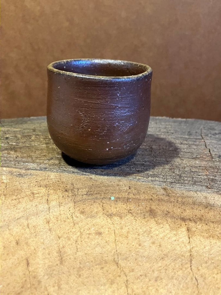 Sake Cup Bizen Guimi Choko bori kiln Yakishime